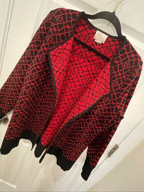 Andrea Jovine AJ women’s black red cardigan medium
